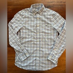 Vineyard Vines On-The-Go Performance Shirt Men’s XS Blue Check Button Down